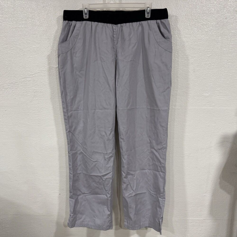 Women's XL Gray Butter Soft Scrub Pants Elastic Waist Pockets Athletic Lounge